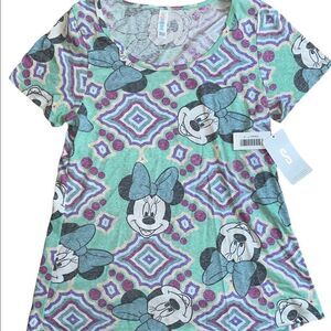 LuLaRoe Small Classic Tee • Disney Collection • Minnie Mouse Bows • Teal • NWT